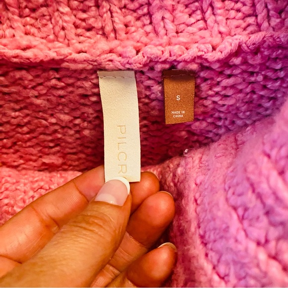 Anthropologie Pilcro Pink Chunky Knit Turtleneck Sweater - Picture 7 of 9